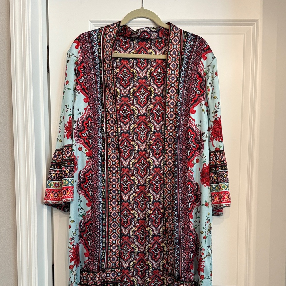 Alice + Olivia Red and Blue Patterned Tunic